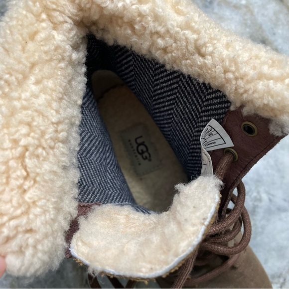 UGG Zea Brown Leather Wedge Boots Women's 9 - Picture 11 of 15